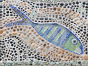 A Herring mosaic Wick  Harbour, Caithness, Scotland,UK.