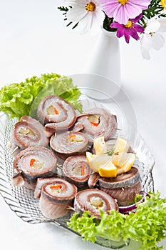 Herring rolls dish