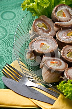 Herring rolls dish