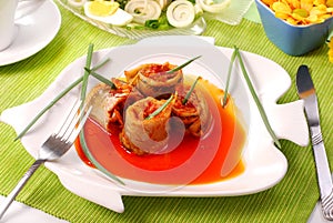 Herring rolls in salsa sauce for easter