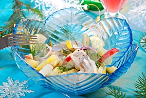 Herring salad with apple and potato