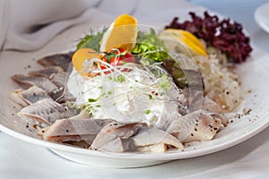 Herring salad on luxury table