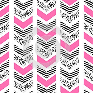 Herringbone abstract seamless pattern in memphis style.