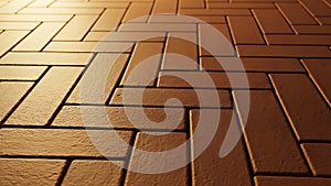 Herringbone Brick Pavement with Warm Lighting