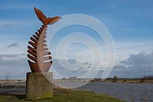 Herringbone statue at Greetsiel harbor