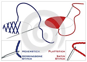 Herringsbone and Satin Stitch