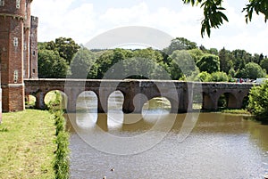 Herstmonceux Castle' bridge over a moat in England