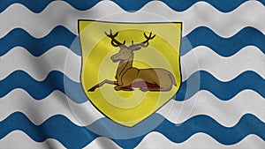 Hertfordshire flag, England, waving in wind. Realistic flag background