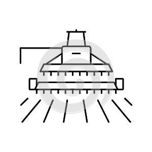 hervesting machine line icon vector illustration