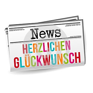 Herzlichen GlÃ¼ckwunsch - Happy Birthday Newspaper. Eps10 Vector.