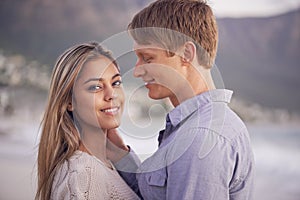 Hes the best thing that has happened to me. Portrait of a happy young couple enjoying a romantic moment at the beach.