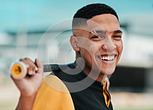 Hes always ready to spring into action. a young baseball player holding a baseball bat while posing outside on the pitch