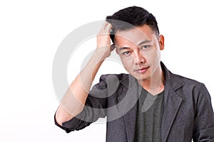 Hesitate, doubtful man