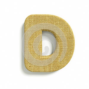 Hessian letter D - Capital 3d jute font - suitable for fabric, design or decoration related subjects