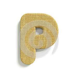Hessian letter P - Upper-case 3d jute font - suitable for fabric, design or decoration related subjects