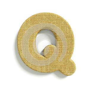Hessian letter Q - Upper-case 3d jute font - suitable for fabric, design or decoration related subjects