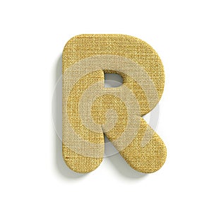 Hessian letter R - Uppercase 3d jute font - suitable for fabric, design or decoration related subjects