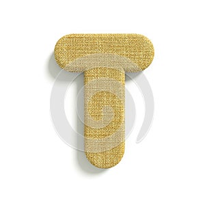 Hessian letter T - Uppercase 3d jute font - suitable for fabric, design or decoration related subjects