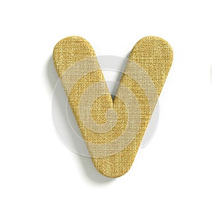 Hessian letter V - Upper-case 3d jute font - suitable for fabric, design or decoration related subjects