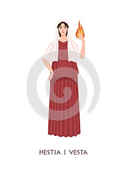 Hestia or Vesta - deity or virgin goddess of hearth, home, domesticity, family from ancient Greek and Roman religion