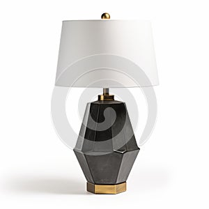 Heston Black Geometric Lamp - Leatherhide Style - Uhd Image
