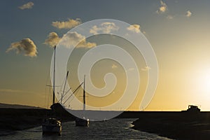 Heswall boatyard mooring and slipway Sunset