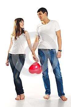 Heterosexual couple with a big heart photo