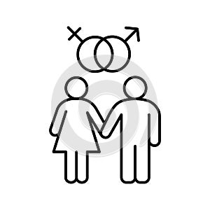 Heterosexual couple linear icon