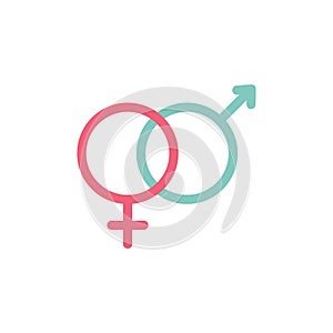 Heterosexual gender symbol icon vector, male and female flat sign.