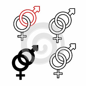 Heterosexual gender symbols icon set