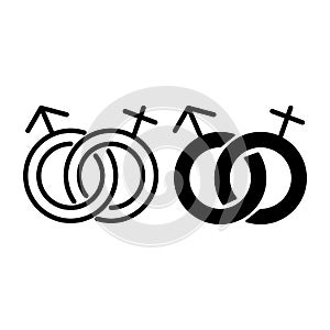 Heterosexual symbol line and glyph icon. Gender sign vector illustration isolated on white. Male and female symbol