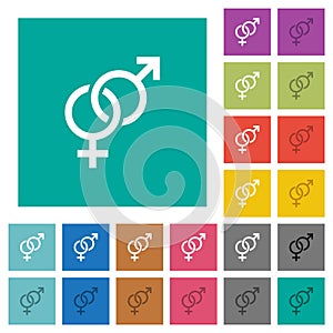 Heterosexual symbol square flat multi colored icons