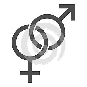 Heterosexual symbols solid icon, Valentines Day concept, Male and Female sign on white background, Gender symbol icon in