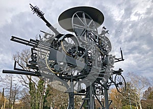 Heureka Useless Machine or Jean Tinguelys Plastik Heureka in a park by the Lake Zurich Zurichsee or Zuerichsee - ZÃ¼rich