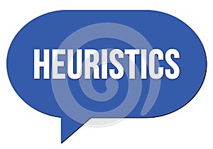 HEURISTICS text written in a blue speech bubble
