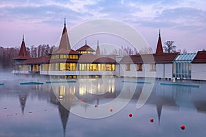 Heviz, Hungary - January 26, 2017: Heviz Spa. Lake Heviz is the