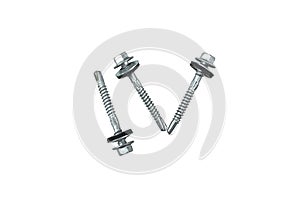 Hex bolts and nuts isolated on white background