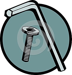 Hex driver key and threaded bolt. Vector available photo