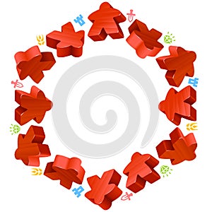 Hex frame of red meeples