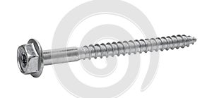 Hex head self-tapping screw and press washer isolated on white background