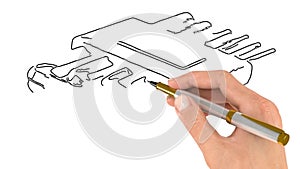Hex key set. doodle video or whiteboard animation