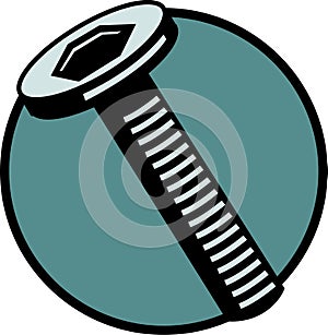 Hex threaded bolt or screw. Vector file available