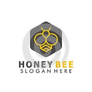 Hexa Bee Honey creative modern logo design vector Illustration