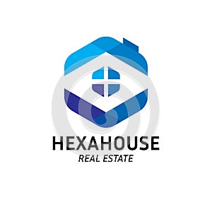 Hexa House Logo Design Template vector