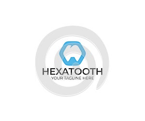 Hexa Tooth Logo Template. Dental Vector Design