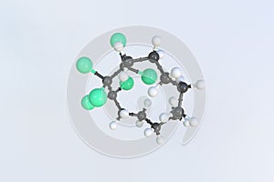 Hexabromocyclododecane molecule, isolated molecular model. 3D rendering
