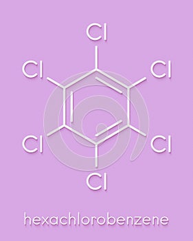 Hexachlorobenzene perchlorobenzene, HCB banned fungicide molecule. Persistent Organic Pollutant and probable human carcinogen. photo