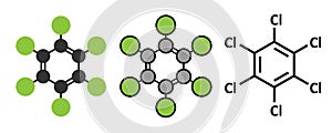 Hexachlorobenzene (perchlorobenzene, HCB) banned fungicide molecule. Persistent Organic Pollutant and probable human carcinogen