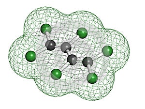 Hexachlorobutadiene (HBCD) solvent molecule. Also used as algicide and herbicide