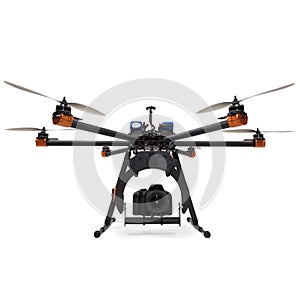 Hexacopter with camera at studio